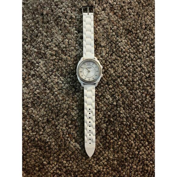 Coach White Silicone Strap Wristwatch with Crystal Accents - Picture 1 of 5